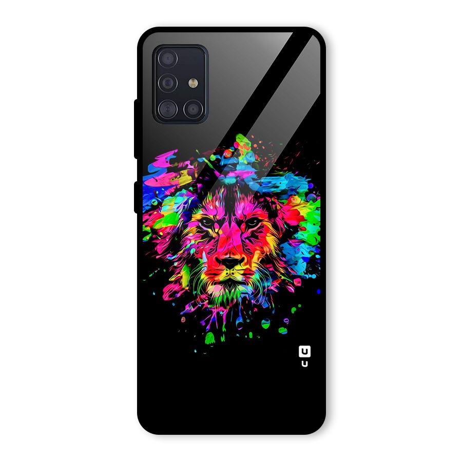 Artistic Lion Art Splash Glass Back Case for Galaxy A51