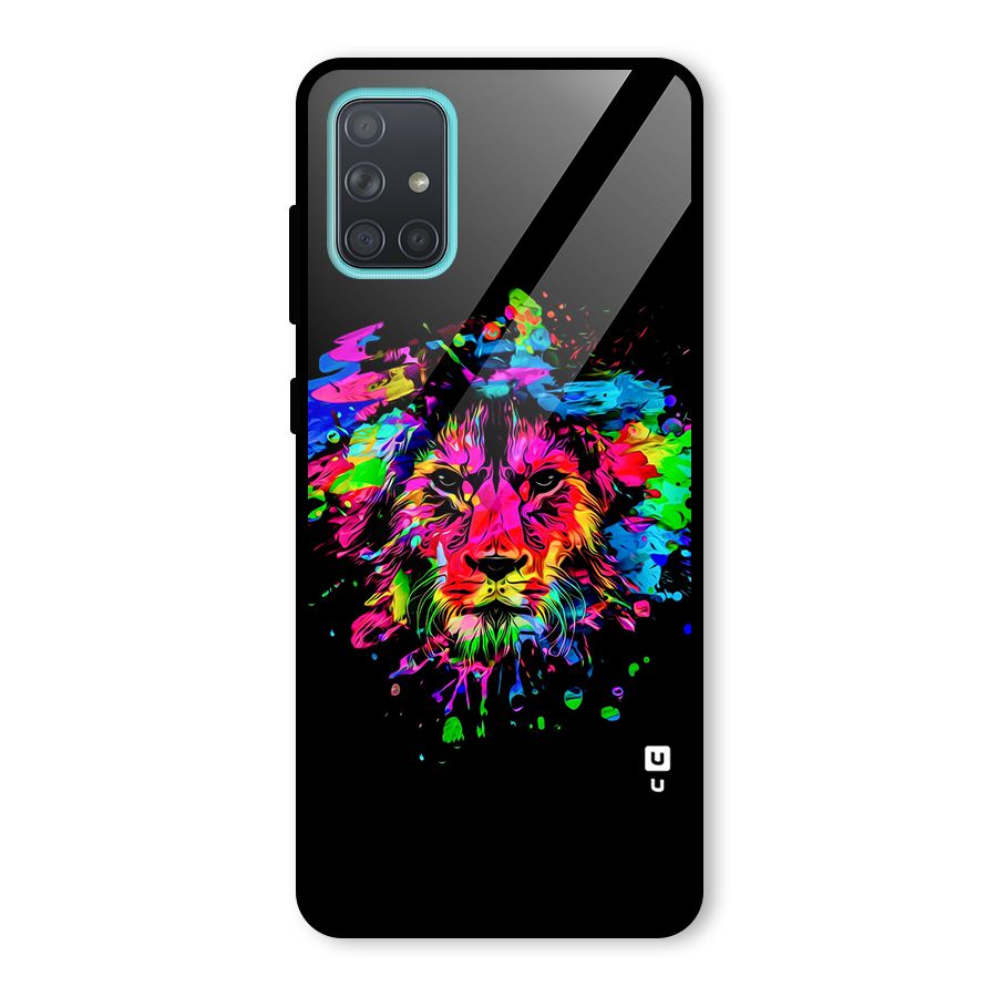 Artistic Lion Art Splash Glass Back Case for Galaxy A71