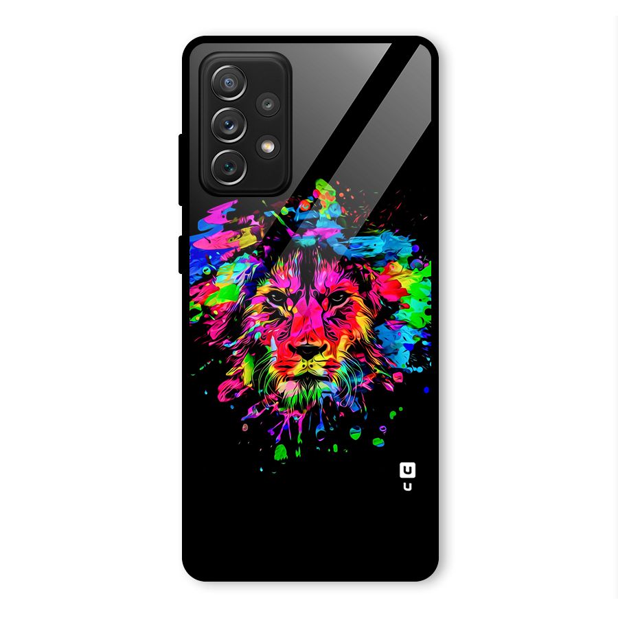 Artistic Lion Art Splash Glass Back Case for Galaxy A72