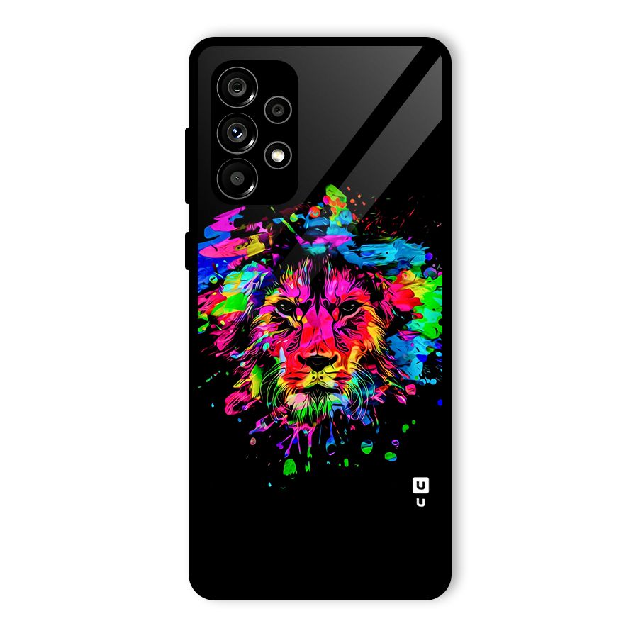 Artistic Lion Art Splash Glass Back Case for Galaxy A73 5G