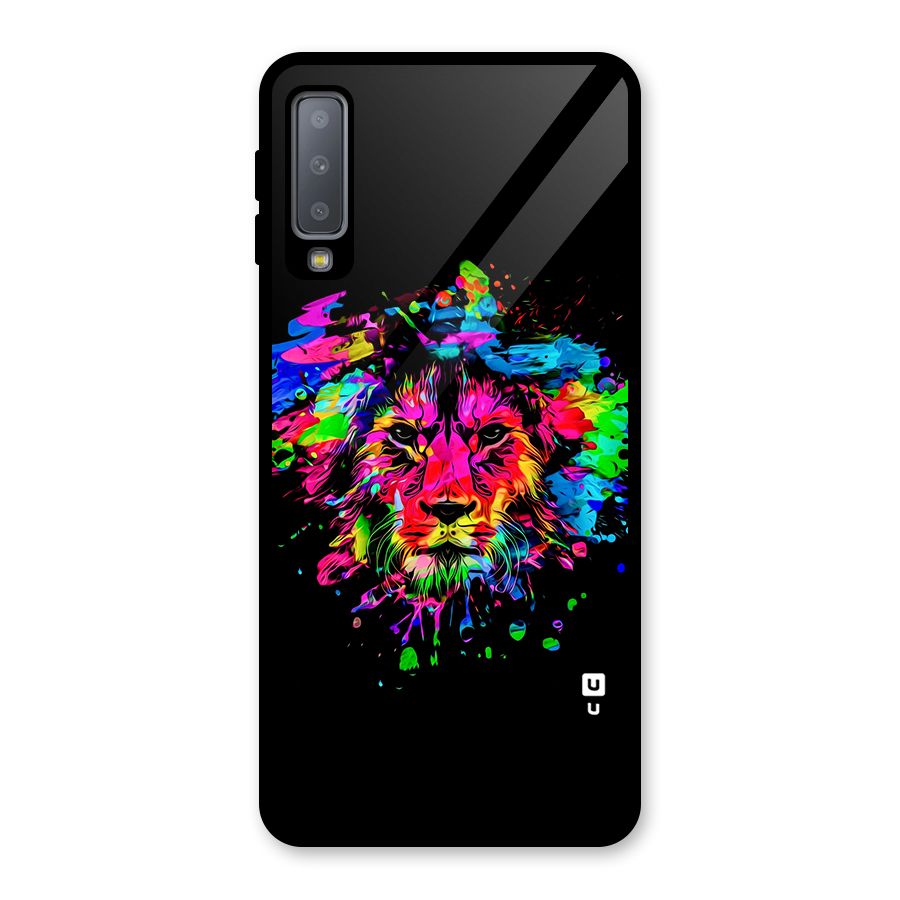 Artistic Lion Art Splash Glass Back Case for Galaxy A7 (2018)