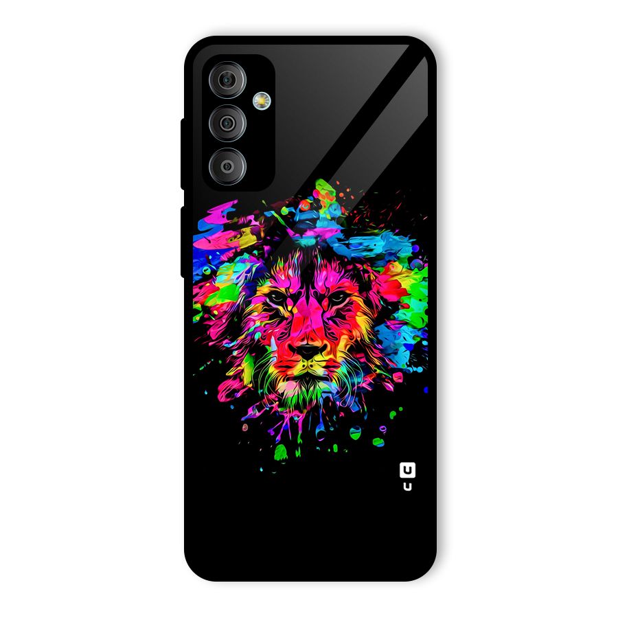 Artistic Lion Art Splash Glass Back Case for Galaxy F23