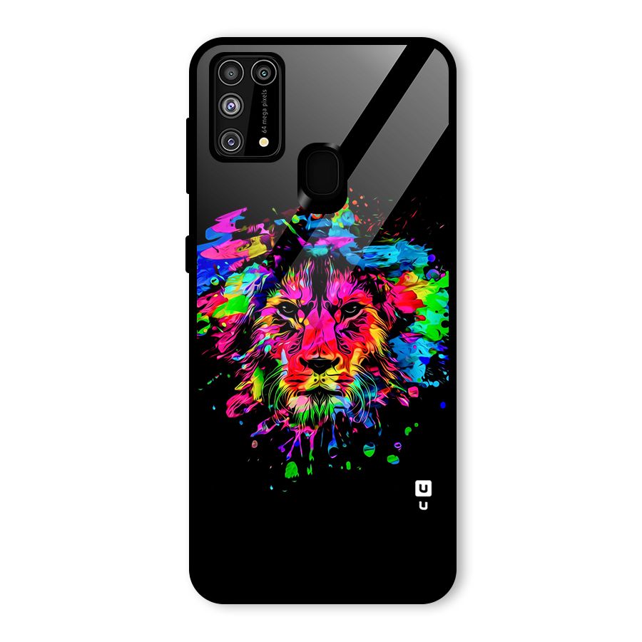 Artistic Lion Art Splash Glass Back Case for Galaxy F41