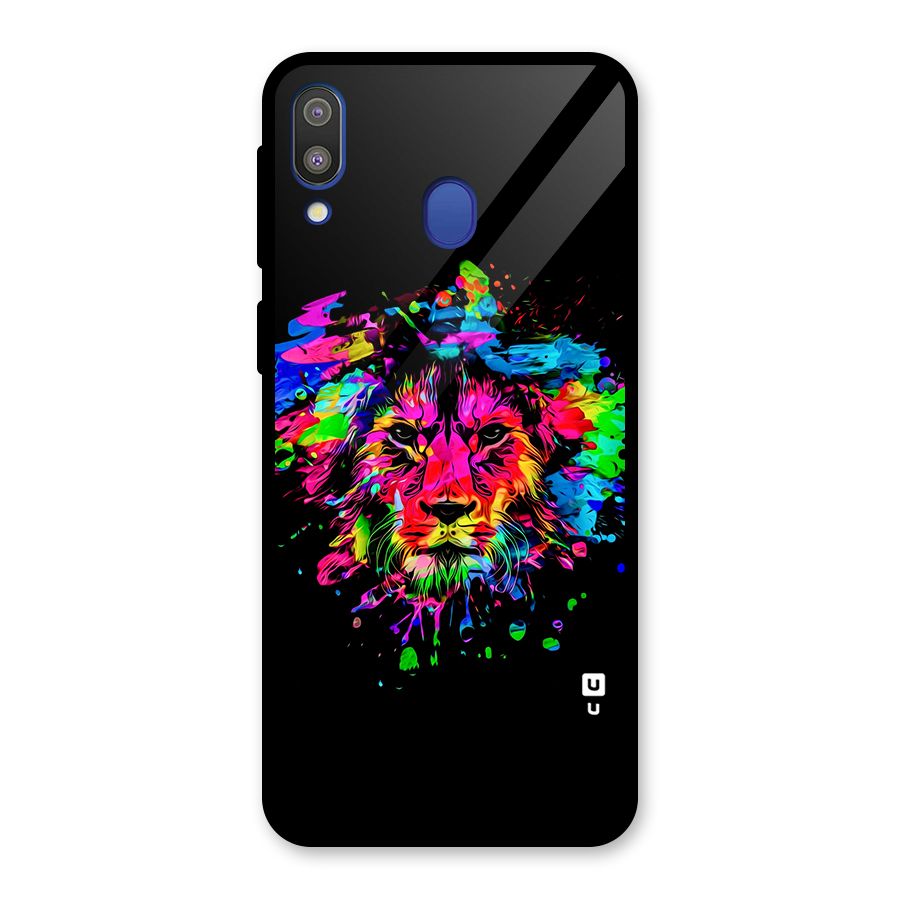 Artistic Lion Art Splash Glass Back Case for Galaxy M20