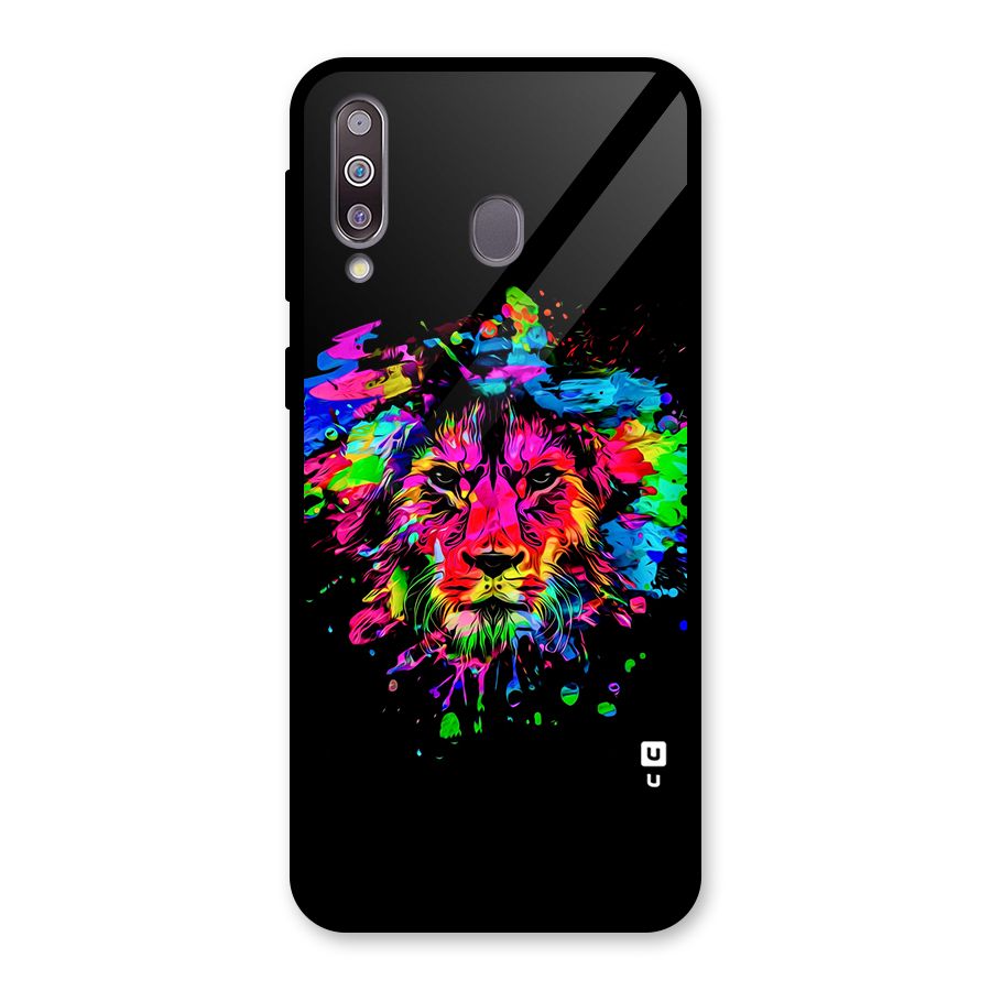 Artistic Lion Art Splash Glass Back Case for Galaxy M30