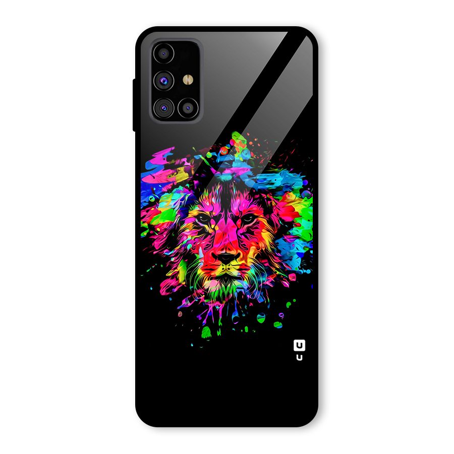 Artistic Lion Art Splash Glass Back Case for Galaxy M31s