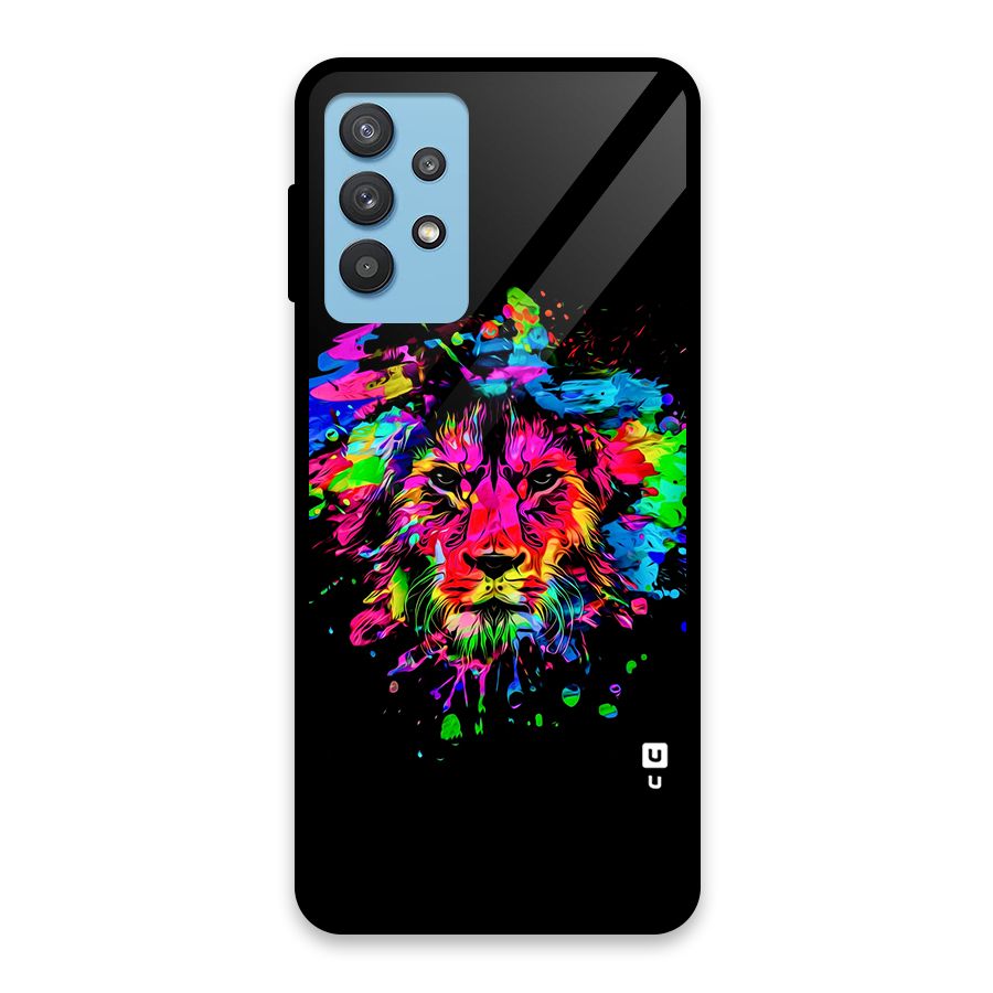 Artistic Lion Art Splash Glass Back Case for Galaxy M32 5G