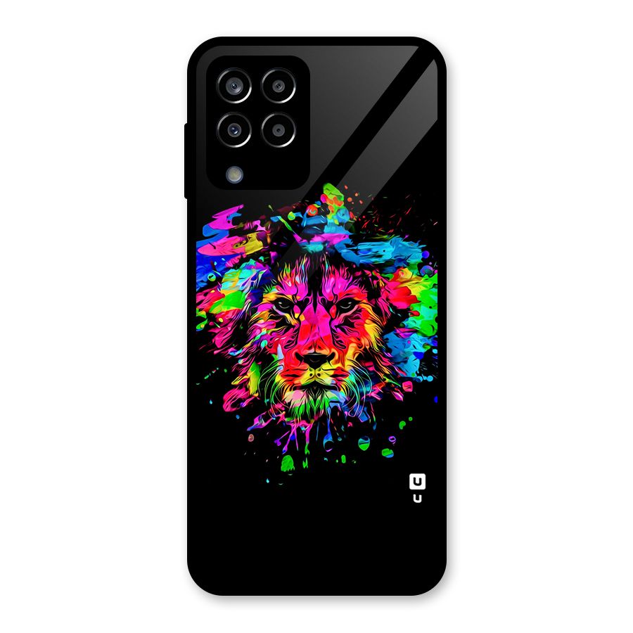 Artistic Lion Art Splash Glass Back Case for Galaxy M33