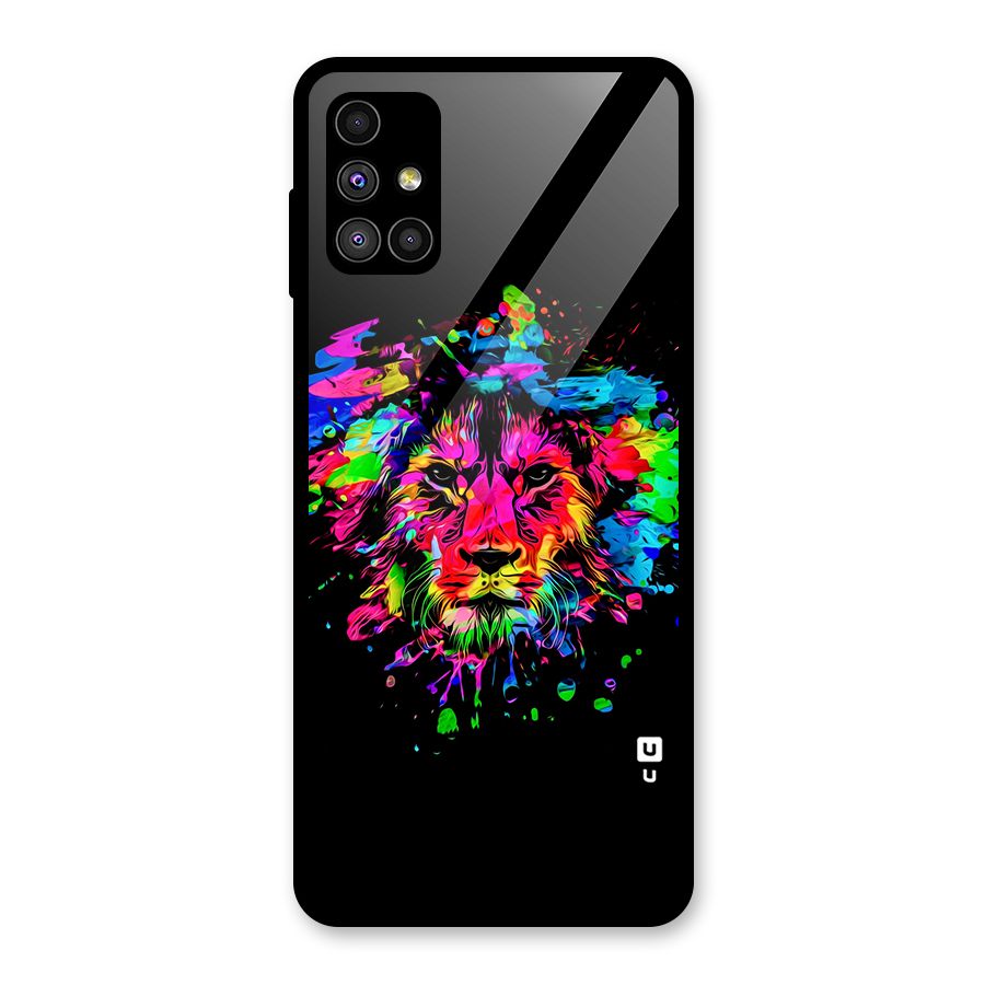 Artistic Lion Art Splash Glass Back Case for Galaxy M51