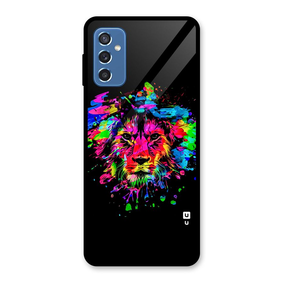 Artistic Lion Art Splash Glass Back Case for Galaxy M52 5G