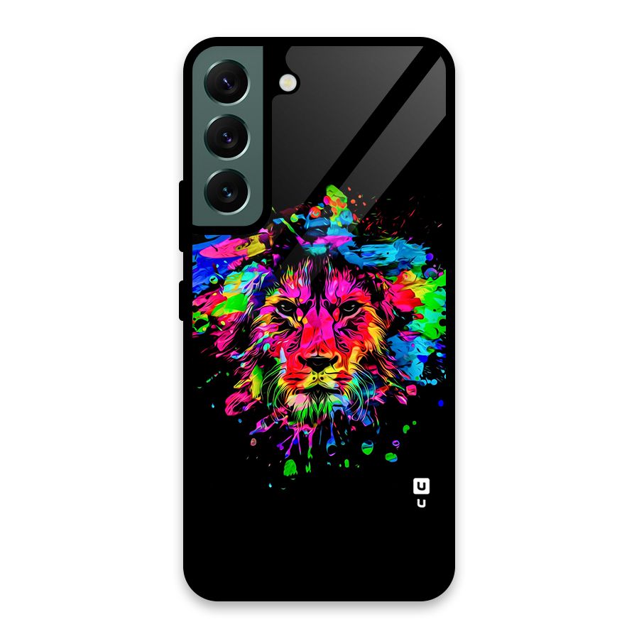 Artistic Lion Art Splash Glass Back Case for Galaxy S22 5G