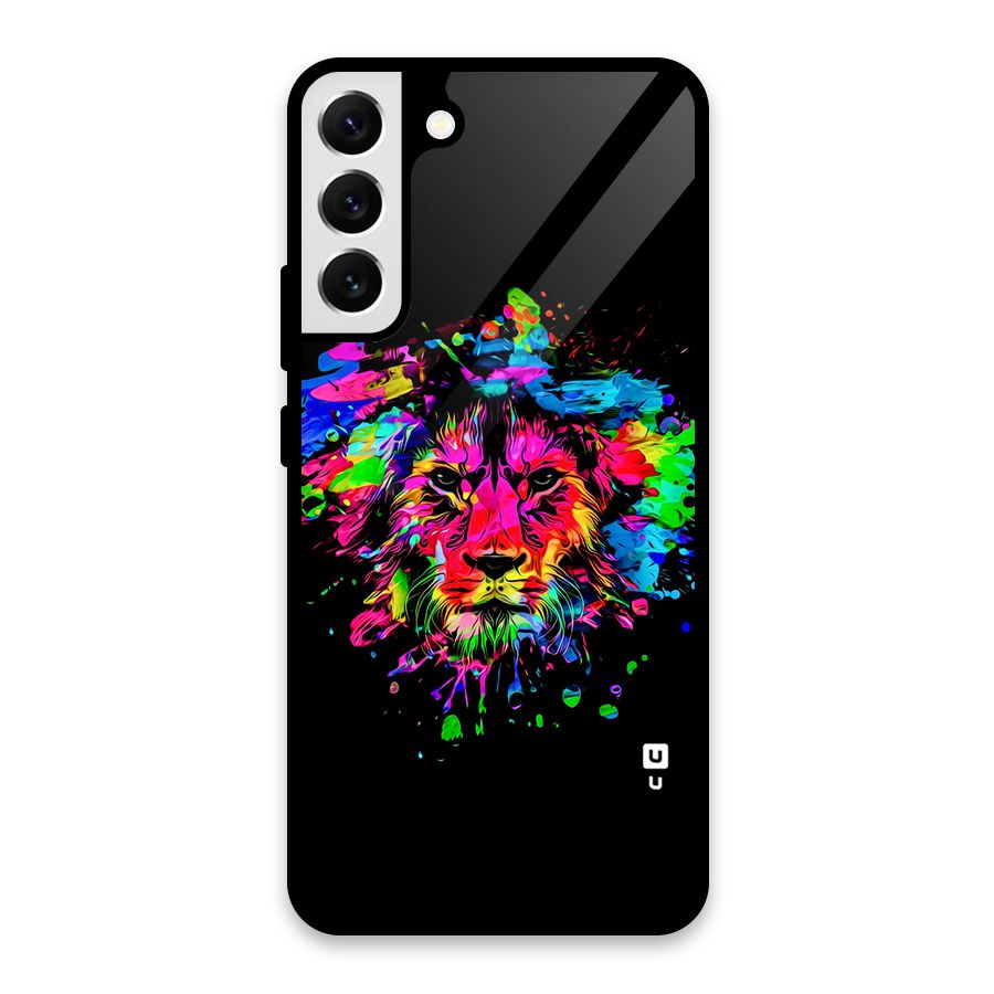 Artistic Lion Art Splash Glass Back Case for Galaxy S22 Plus 5G