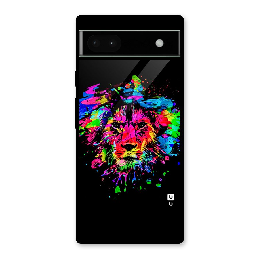 Artistic Lion Art Splash Glass Back Case for Google Pixel 6a