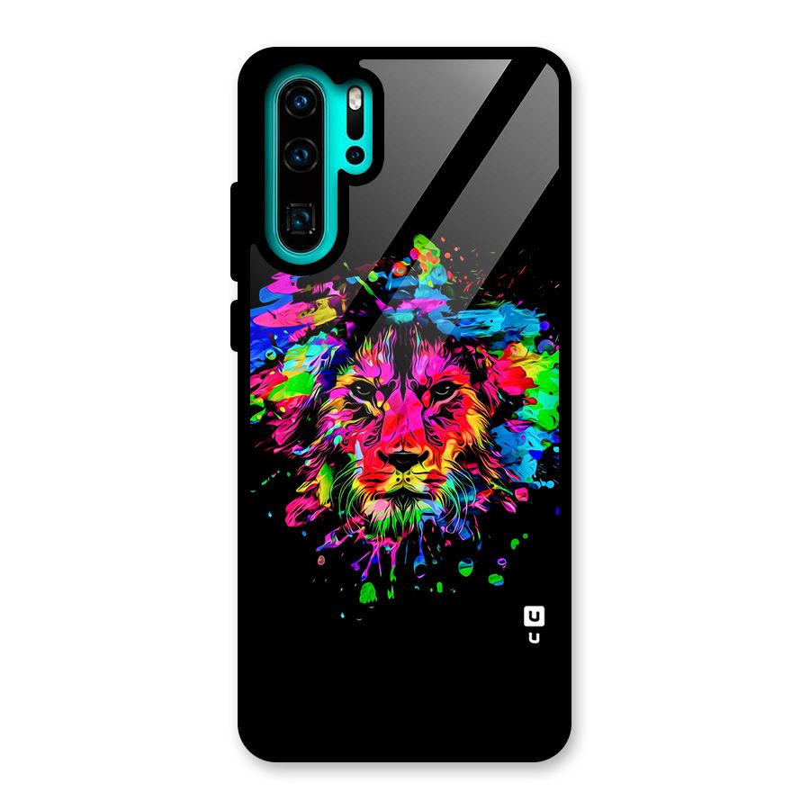 Artistic Lion Art Splash Glass Back Case for Huawei P30 Pro