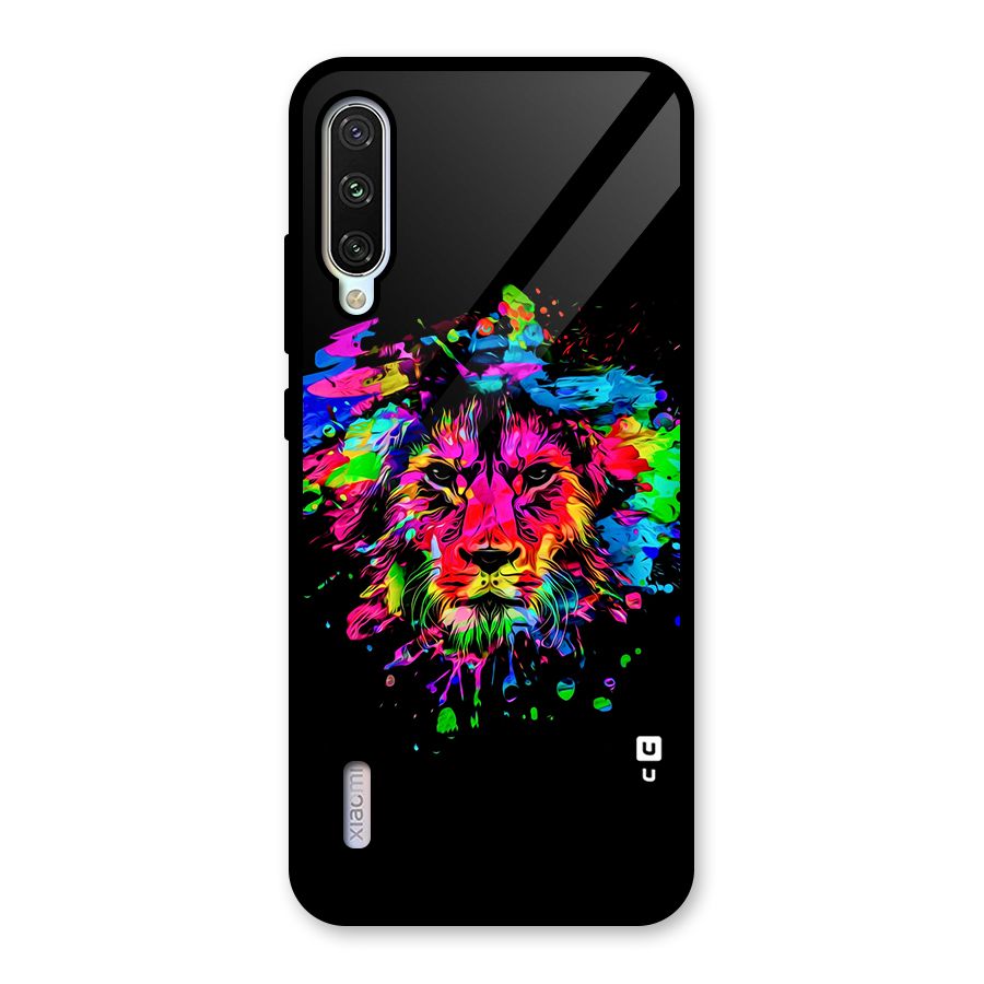 Artistic Lion Art Splash Glass Back Case for Mi A3