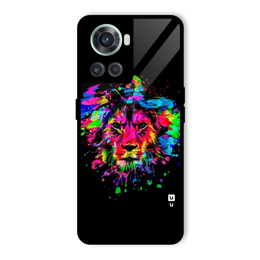Artistic Lion Art Splash Glass Back Case for OnePlus 10R