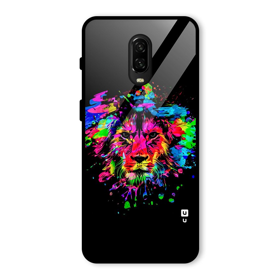 Artistic Lion Art Splash Glass Back Case for OnePlus 6T