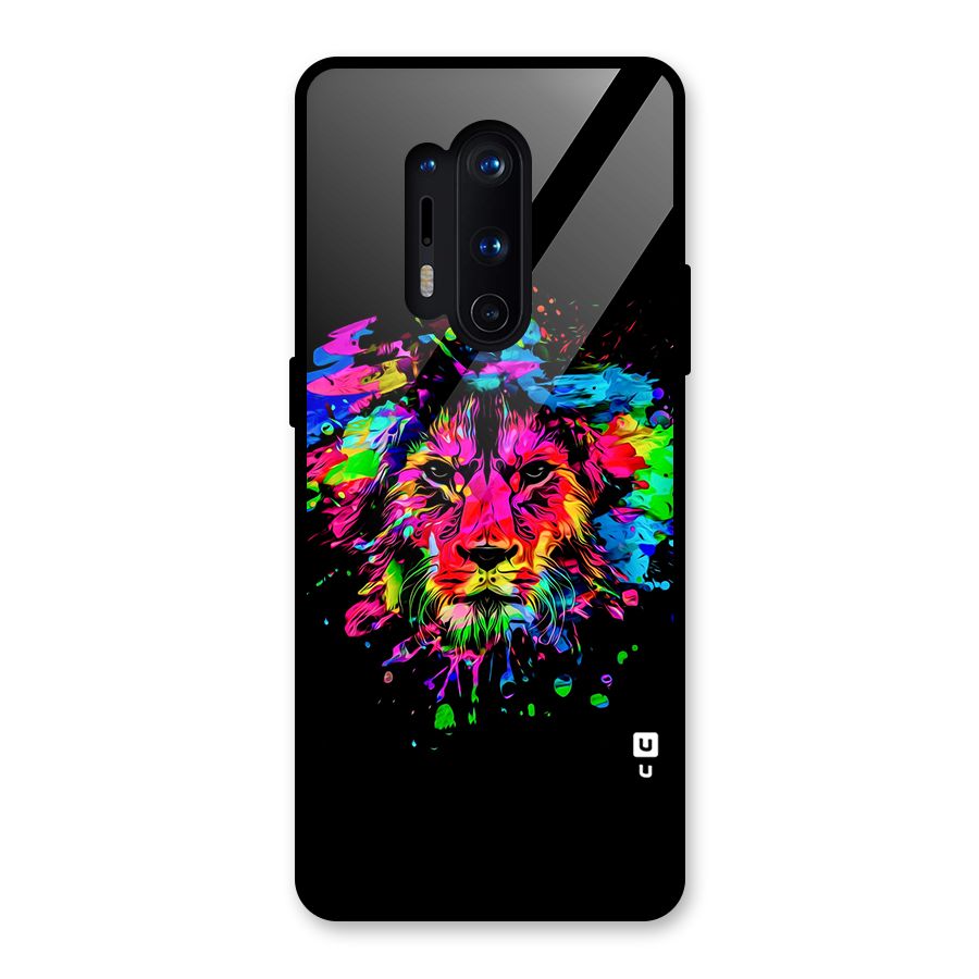 Artistic Lion Art Splash Glass Back Case for OnePlus 8 Pro
