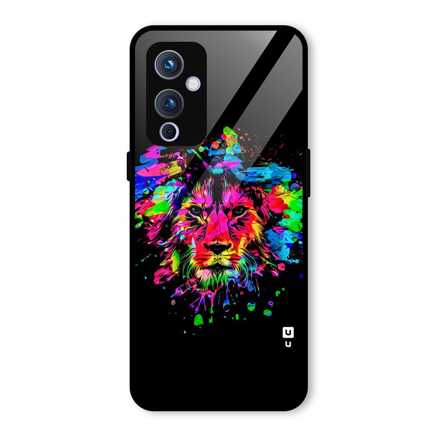 Artistic Lion Art Splash Glass Back Case for OnePlus 9