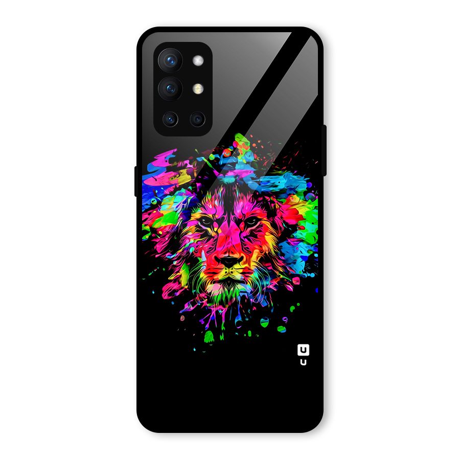 Artistic Lion Art Splash Glass Back Case for OnePlus 9R