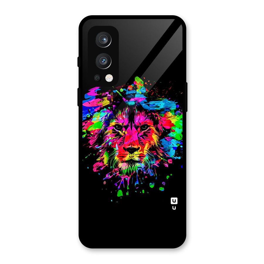 Artistic Lion Art Splash Glass Back Case for OnePlus Nord 2 5G