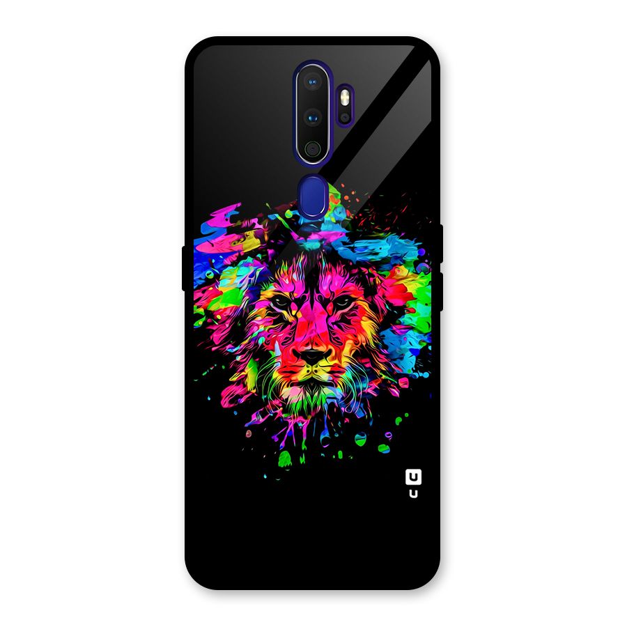 Artistic Lion Art Splash Glass Back Case for Oppo A9 (2020)