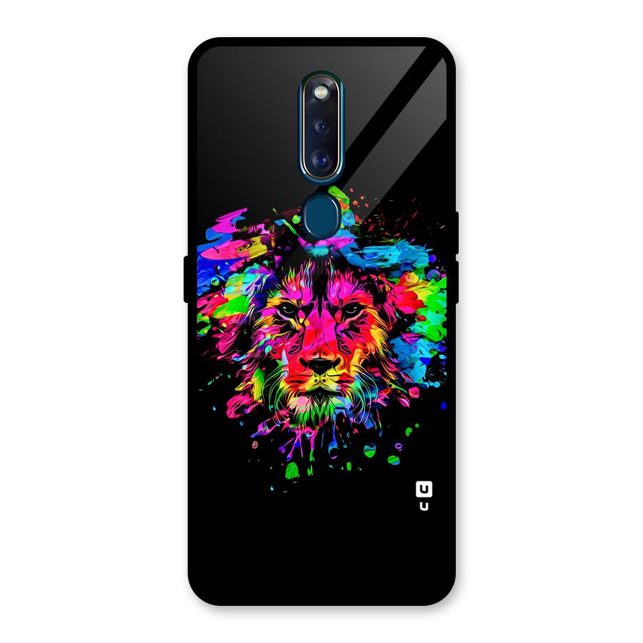 Artistic Lion Art Splash Glass Back Case for Oppo F11 Pro