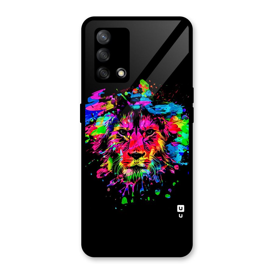Artistic Lion Art Splash Glass Back Case for Oppo F19