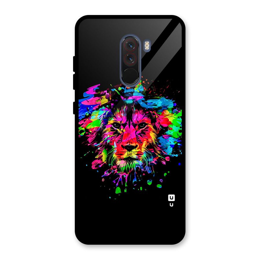 Artistic Lion Art Splash Glass Back Case for Poco F1