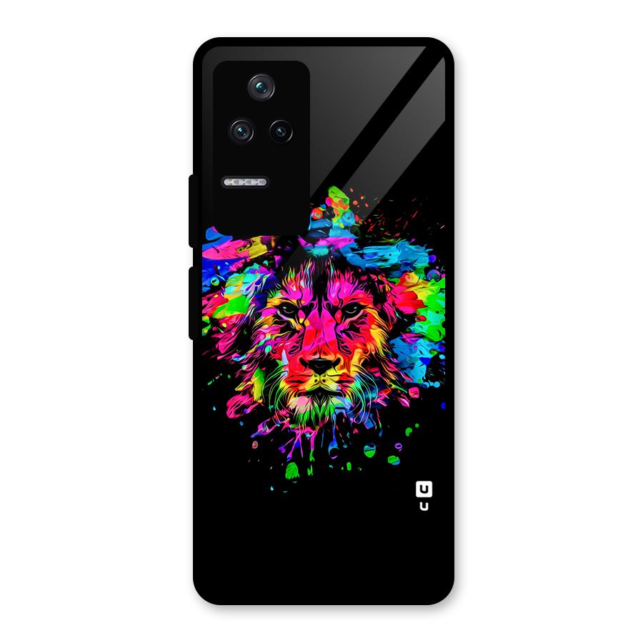 Artistic Lion Art Splash Glass Back Case for Poco F4 5G