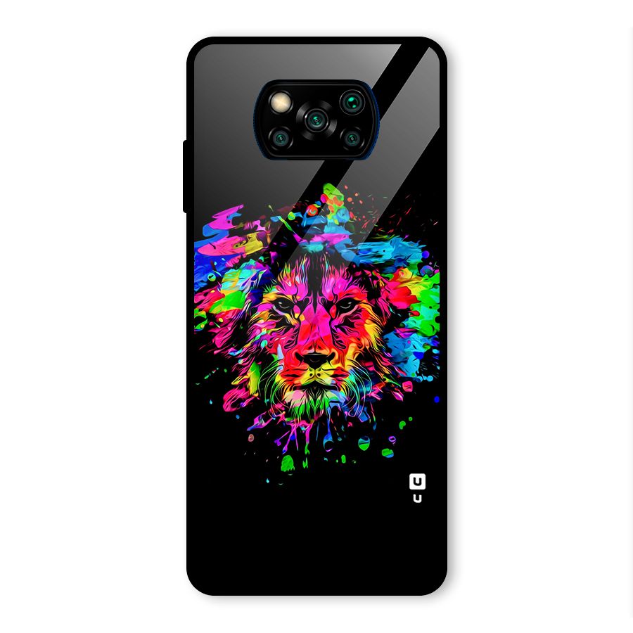 Artistic Lion Art Splash Glass Back Case for Poco X3 Pro