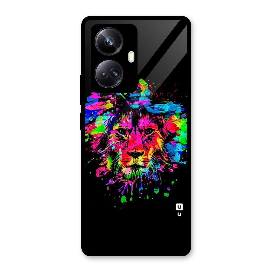 Artistic Lion Art Splash Glass Back Case for Realme 10 Pro Plus