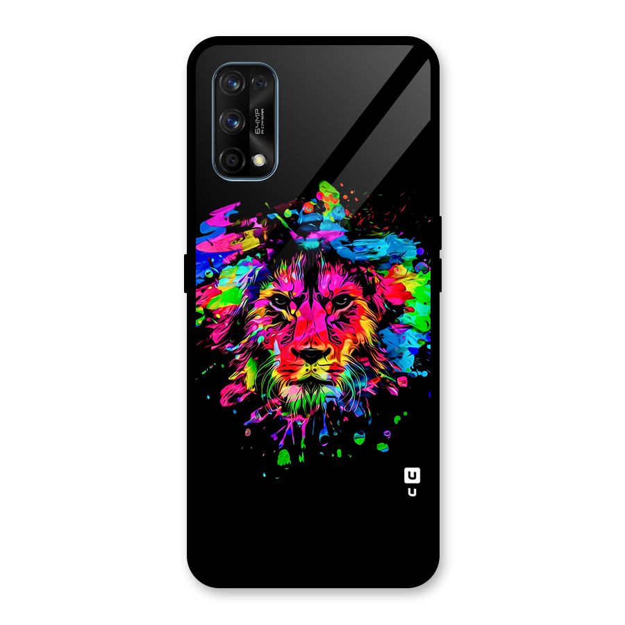 Artistic Lion Art Splash Glass Back Case for Realme 7 Pro