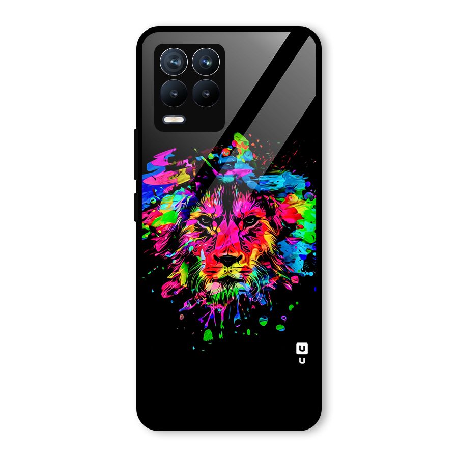 Artistic Lion Art Splash Glass Back Case for Realme 8