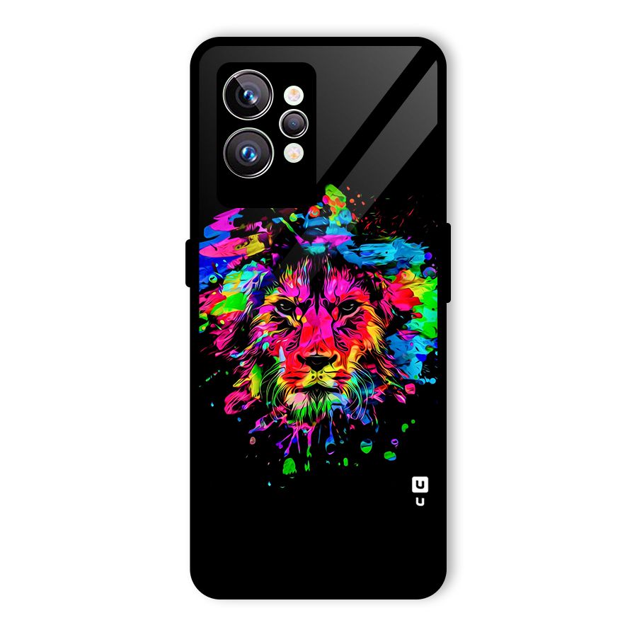Artistic Lion Art Splash Glass Back Case for Realme GT2 Pro