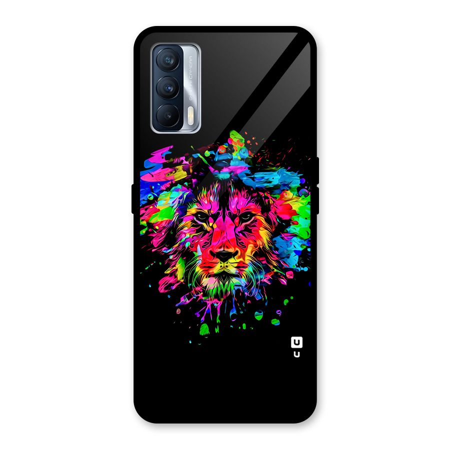 Artistic Lion Art Splash Glass Back Case for Realme X7