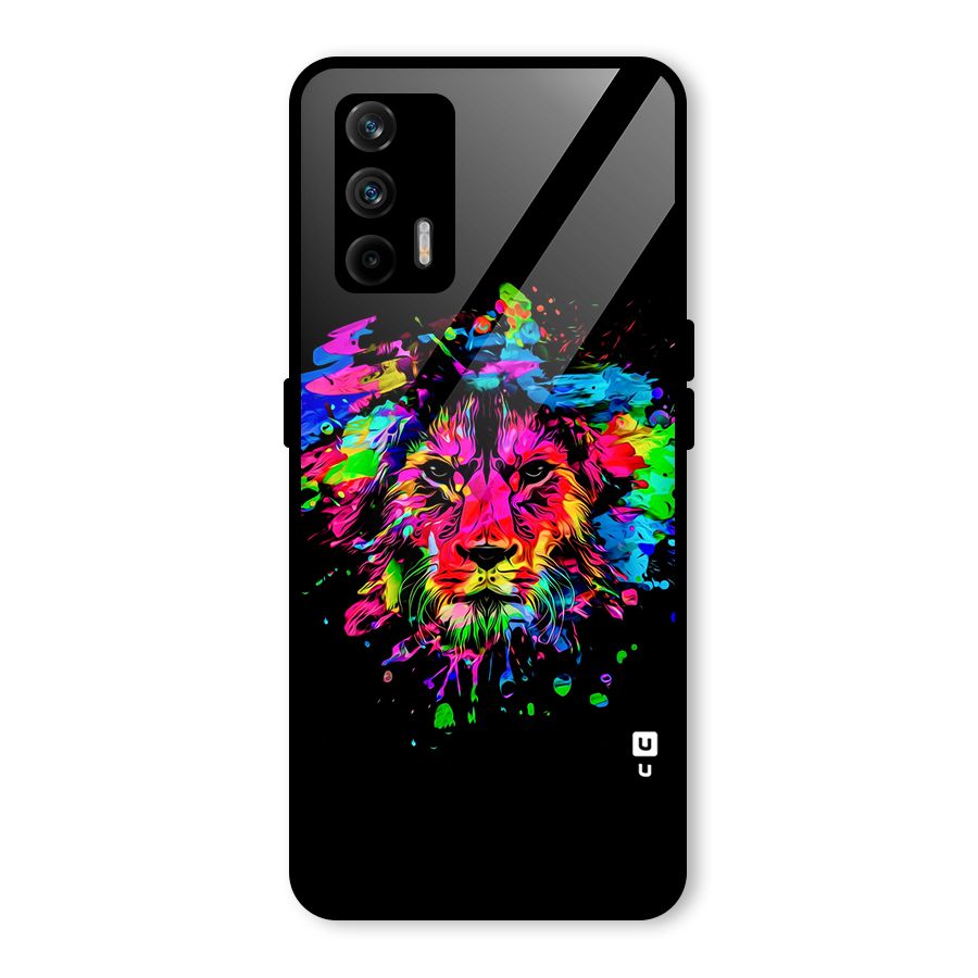Artistic Lion Art Splash Glass Back Case for Realme X7 Max