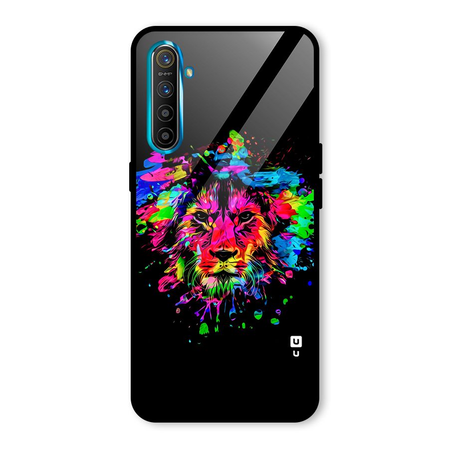 Artistic Lion Art Splash Glass Back Case for Realme XT