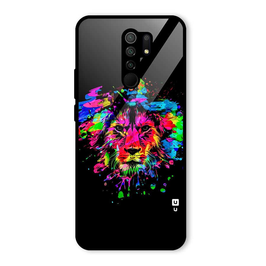 Artistic Lion Art Splash Glass Back Case for Redmi 9 Prime