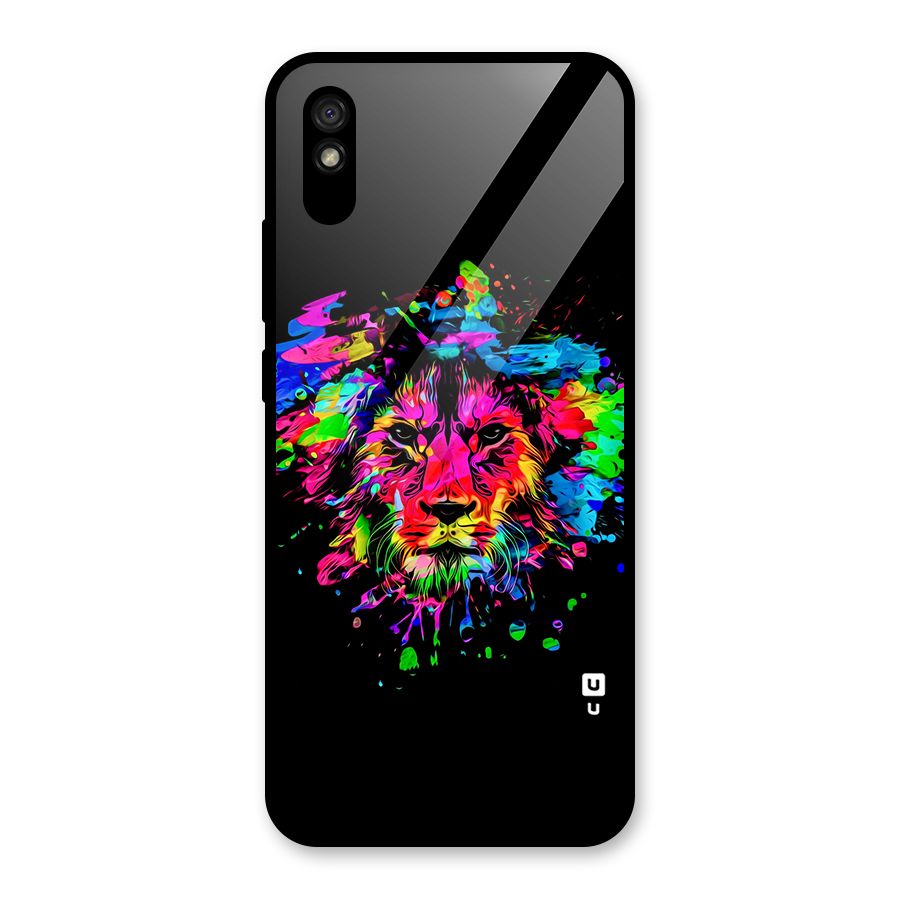 Artistic Lion Art Splash Glass Back Case for Redmi 9i
