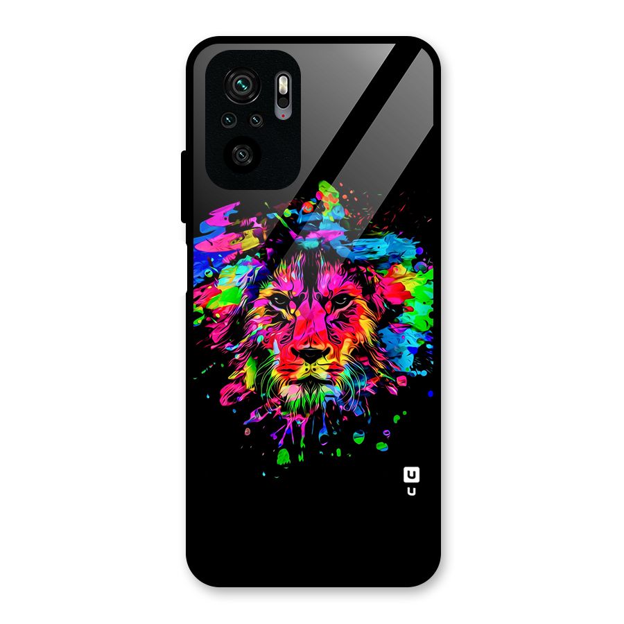 Artistic Lion Art Splash Glass Back Case for Redmi Note 10S