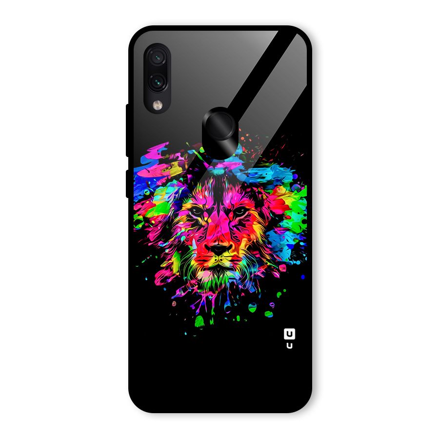 Artistic Lion Art Splash Glass Back Case for Redmi Note 7