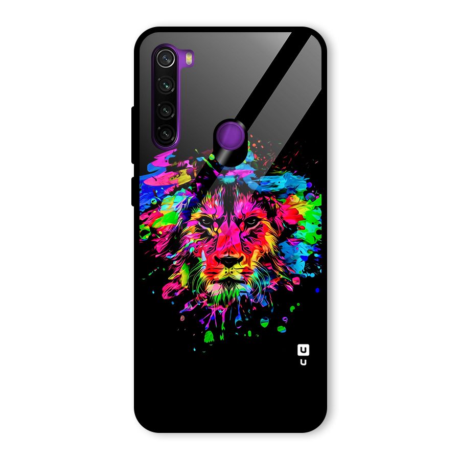 Artistic Lion Art Splash Glass Back Case for Redmi Note 8