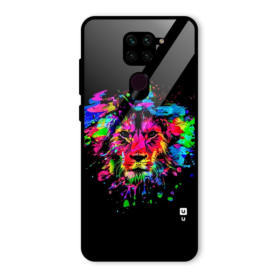Artistic Lion Art Splash Glass Back Case for Redmi Note 9