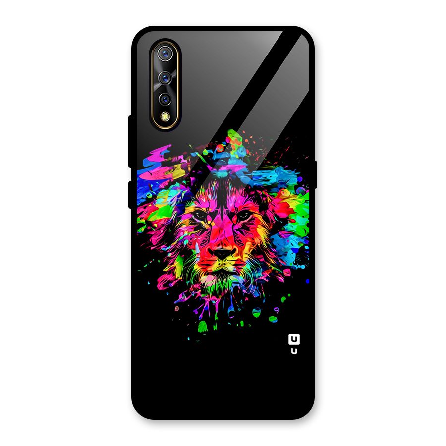 Artistic Lion Art Splash Glass Back Case for Vivo S1