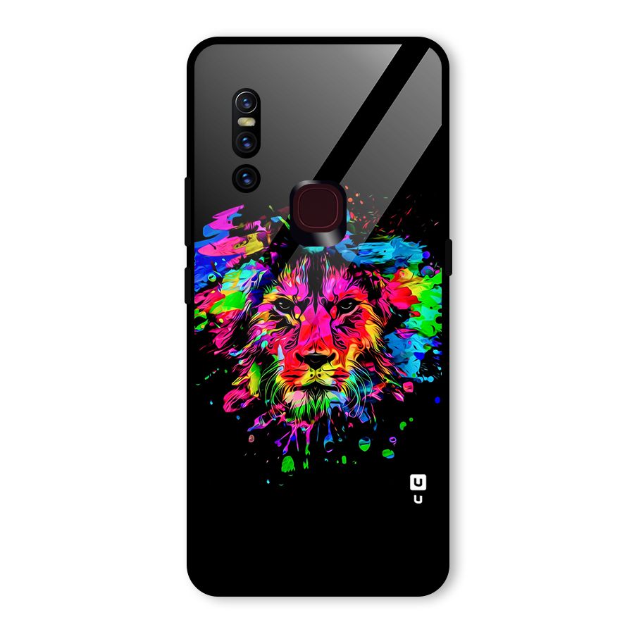 Artistic Lion Art Splash Glass Back Case for Vivo V15