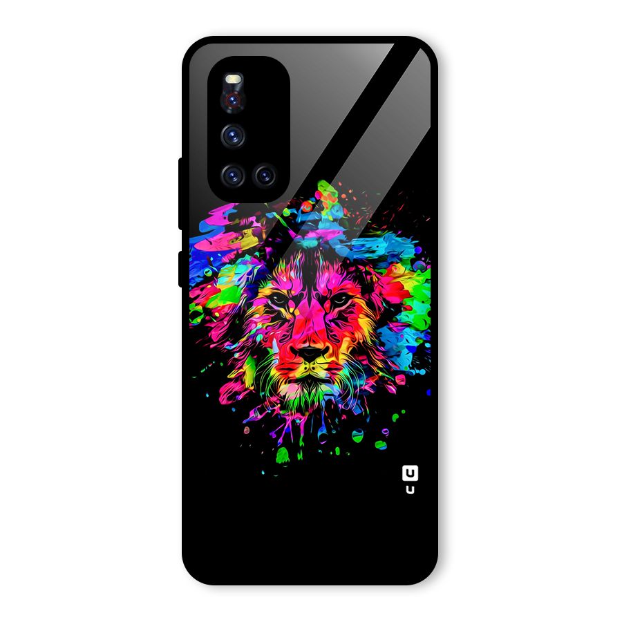Artistic Lion Art Splash Glass Back Case for Vivo V19