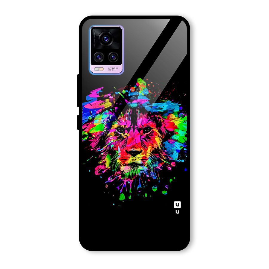 Artistic Lion Art Splash Glass Back Case for Vivo V20 Pro