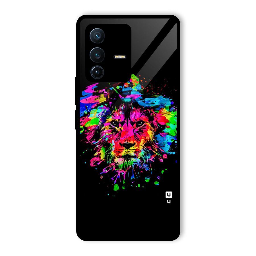 Artistic Lion Art Splash Glass Back Case for Vivo V23 Pro