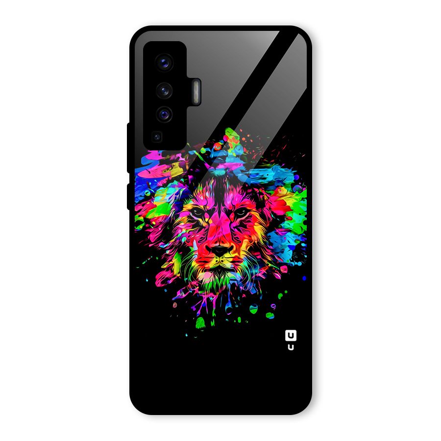 Artistic Lion Art Splash Glass Back Case for Vivo X50